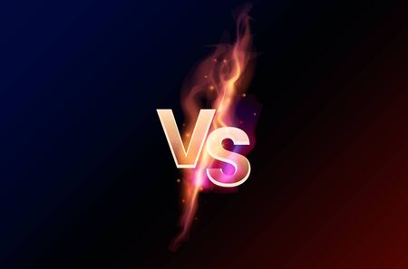Blue neon versus versus letters for sports and fighting the element of fire and flame. fierce battle against the match.のイラスト素材
