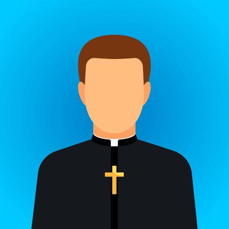 Icon of a Protestant or Catholic priest with the cross of Jesus.のイラスト素材