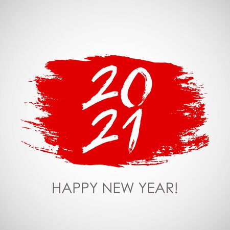 handwritten inscription of the new year 2021. lettering brush and ink on a white background.のイラスト素材