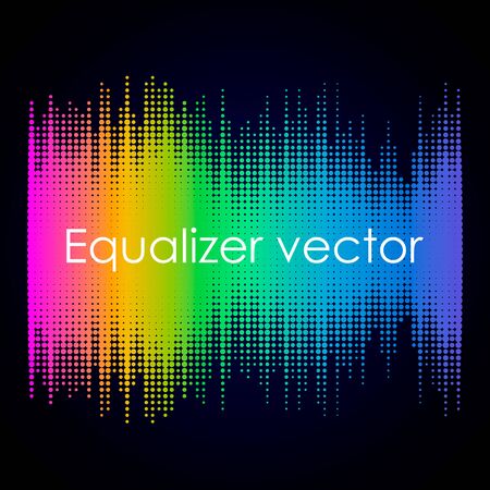 Bright sound wave in a modern halftone style. musical equalizer with the inscription. isolated...