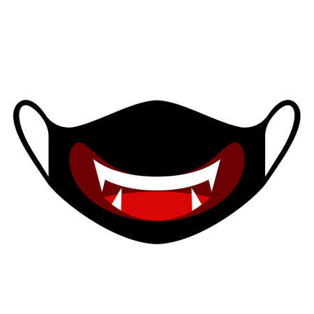 Smile with fangs count dracula medical mask halloween. stay at home concept and covid19のイラスト素材