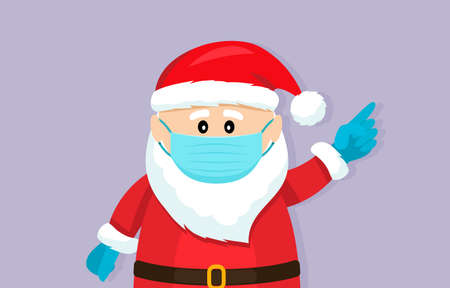Santa Claus in a medical mask and surgical gloves. Covid 19 prevention concept.のイラスト素材
