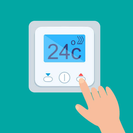 Electronic thermostat with a screen for the underfloor heating. Temperature control is insulated Vector illustrationのイラスト素材