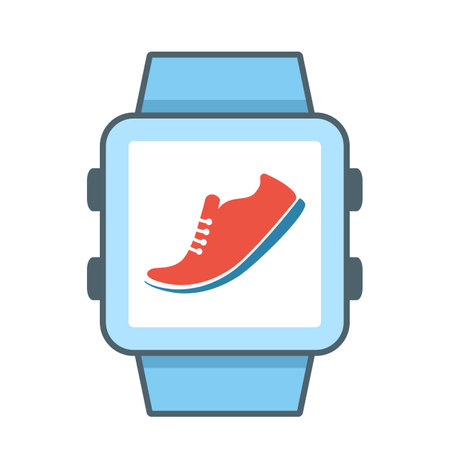 icon of pedometer on smart watch smartwatch. silhouette on a white background.のイラスト素材