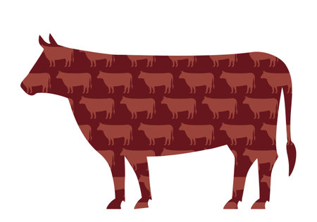 silhouette of a cattle bull. cow sample from a variety of cows. vector illustration isolated on white backgroundのイラスト素材