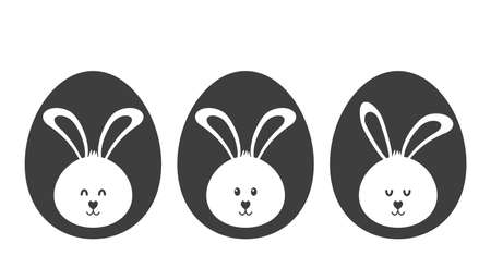 set of funny characters of bunnies in easter eggs with ornamentのイラスト素材