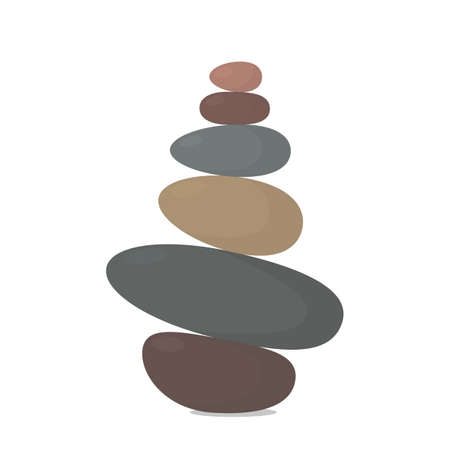 Balancing a pebble on top of a stone. vector illustration isolated on white backgroundのイラスト素材