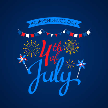 Happy American Independence Day 4th July greeting card.のイラスト素材