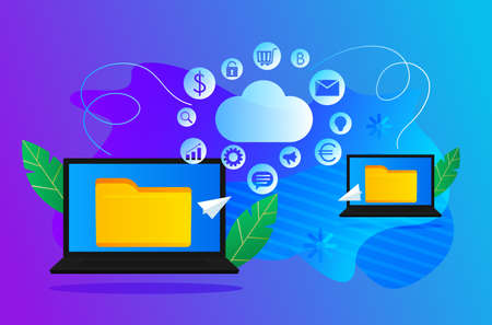 Transfer of files with information from one computer to another using the Internet cloud. A program...