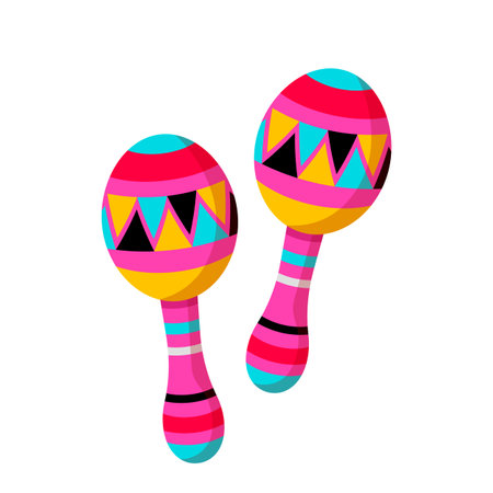 Musical instruments of Latin America maracas with color patterns. vector illustration isolated on white backgroundのイラスト素材
