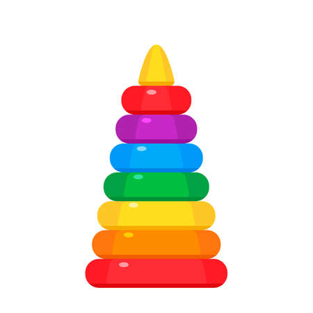 children's toy pyramid for toddlers. vector illustration isolated on white backgroundのイラスト素材