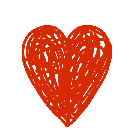 hand-drawn heart. pencil doodle on white background for valentine's day. icon in flat style. vector illustration isolated on white backgroundのイラスト素材