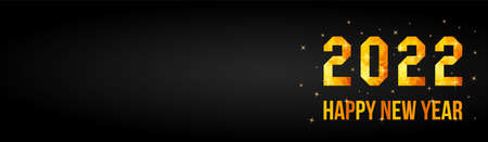 Greeting card or poster with happy new year 2022 with gold glitter and shine. vector illustration for web.のイラスト素材