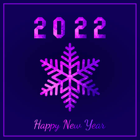 Merry Christmas and Happy New Year greeting card in polygonal triangular style. vector illustration isolated with greeting letteringのイラスト素材