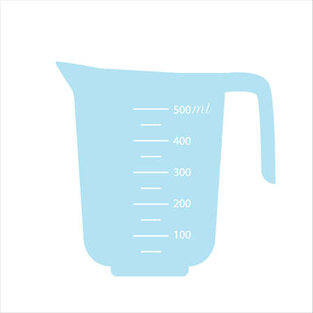 Large 0.5 liter measuring beaker. flat vector illustration isolated on white backgroundのイラスト素材