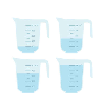 Large 0.5 liter measuring beaker. flat vector illustration isolated on white backgroundのイラスト素材