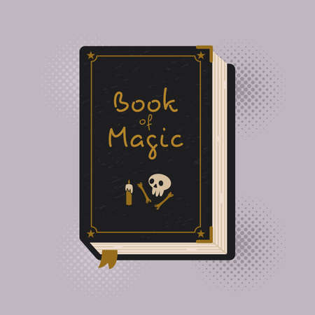Witch spell book. Astrology symbol. Mystical alchemy recipes.vector illustration