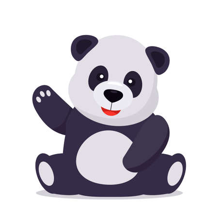 cute panda sitting smiling and waving paw. vector illustration in cartoon style.のイラスト素材