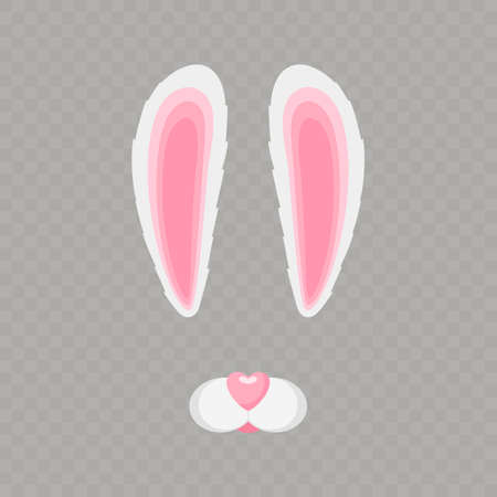shaggy ears of an easter bunny on a dark transparent background. happy easter concept, holiday element. vector illustrationのイラスト素材