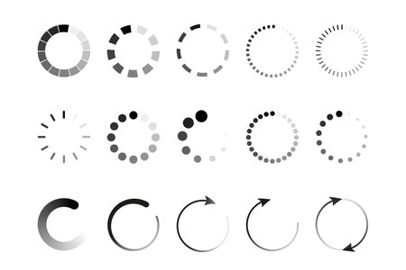 a large set of translucent loading icons. vector illustration isolated on white backgroundのイラスト素材