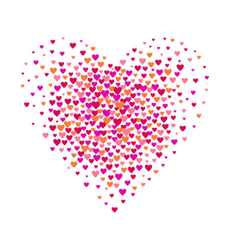 big heart consisting of many hearts. concept of valentine's day, mother's day, father's day, birthday. vector illustration isolated on white backgroundのイラスト素材