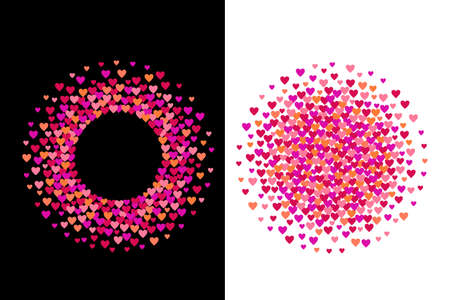 decorative composition of pink and red hearts for valentine's day and mother's day. vector illustration isolated on white backgroundのイラスト素材