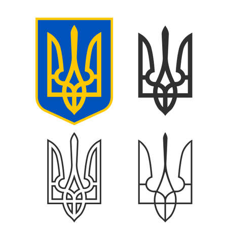 Coat of arms of Ukraine State emblem National Ukrainian symbol Trident. vector illustration flat imageのイラスト素材