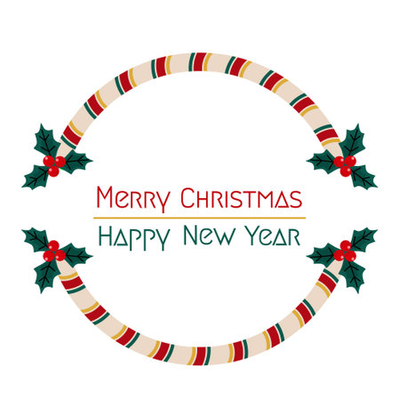 Merry Christmas and Happy New Year greeting card. hand lettering. vector illustration. concept Xmasのイラスト素材
