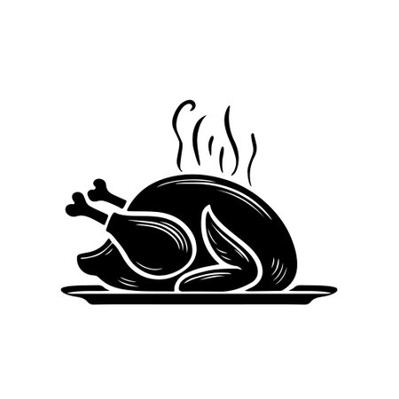 fried chicken and turkey. concept for thanksgiving day and family dinner. flat vector illustrationのイラスト素材