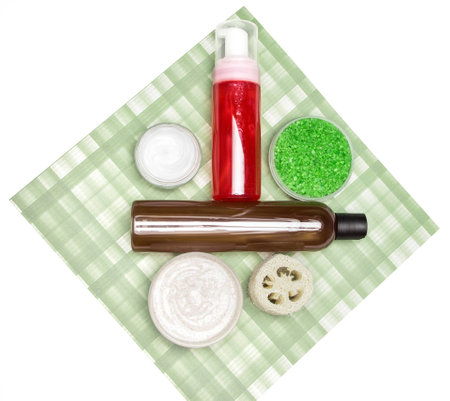 Composition with different cosmetic products for body careの写真素材