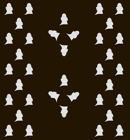Amusing little gray ghosts on black background. Funny Halloween patternのイラスト素材
