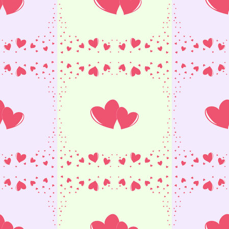 Romantic seamless striped pattern with different size heartsのイラスト素材