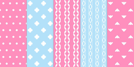 Set of gentle seamless patterns.のイラスト素材