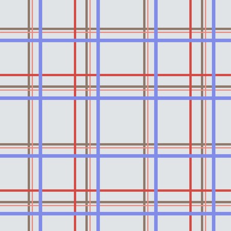 Seamless checkered pattern. Blue, red, brown intersecting lines, light gray background. Volume optical effectのイラスト素材
