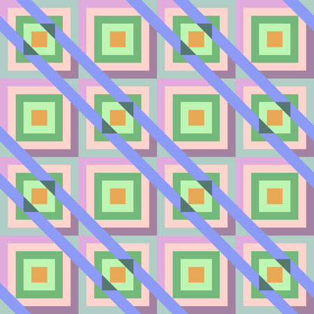 Abstract seamless geometric pattern. Multicolored frames inside one another and diagonal linesのイラスト素材