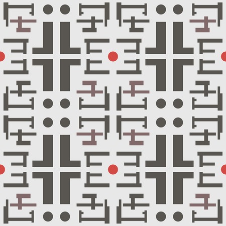 Abstract seamless geometric pattern in a modern style. Complex shapes and circles. Gray, red, brown colorsのイラスト素材