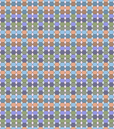 Abstract seamless stained-glass pattern made of varicolored hexagons and rhombusesのイラスト素材