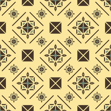 Elegant seamless pattern in royal style. Beautiful contrast print in yellow, brown, blue colors. Vector illustration for various creative projectsのイラスト素材