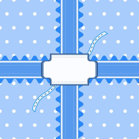 Beautiful seamless pattern with lace and card in blue color. Vector illustration. Can be used for boy baby shower designのイラスト素材