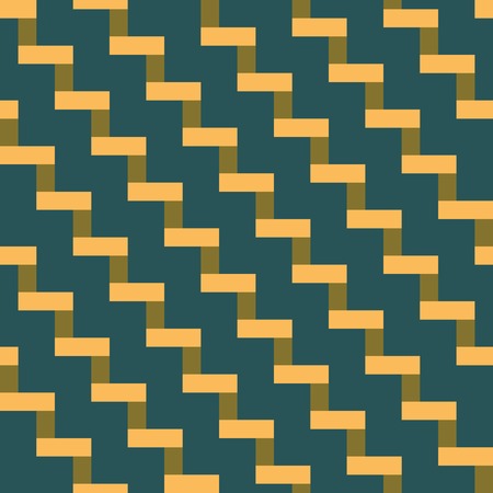 Abstract seamless geometric pattern of tiles in the form of stairs. Murky blue, orange and marsh colors. Vector illustrationのイラスト素材