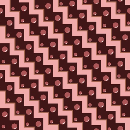 Beautiful abstract seamless geometric pattern in shades of red and brown. Stairs and bubbles-shaped elements. Vector illustration for stylish creative designのイラスト素材