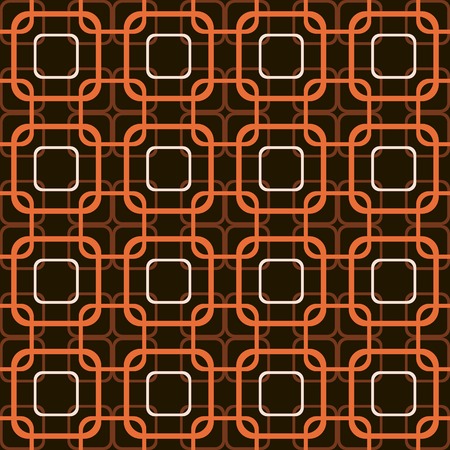 Abstract seamless pattern of overlapping square frames with rounded corners. Orange, light beige and black colors. Vector illustration for various creative projectsのイラスト素材