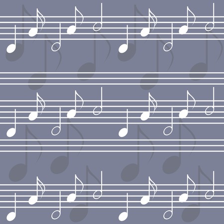 Seamless music pattern with staff and notes. Elegant print of various musical symbols. Blue-grey and white colors. Vector illustrationのイラスト素材