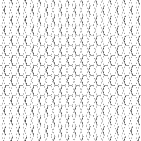 Abstract seamless geometric pattern of honeycomb shapes. Hexagons and rhombuses with dark gray color sides on white background. illustration for various creative projectsのイラスト素材