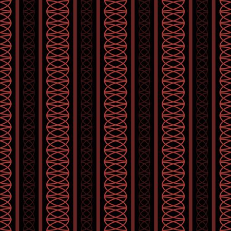 Seamless pattern of vertical stripes and roundish geometric elements in black and red colors. Vector illustration for fabric, wallpaper and otherのイラスト素材