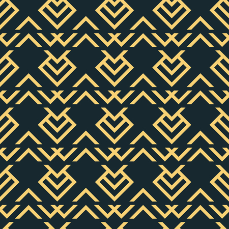 Abstract seamless geometric pattern with V shaped geometric elements in blue-black and yellow colors. Vector print for fabric, paper and otherのイラスト素材