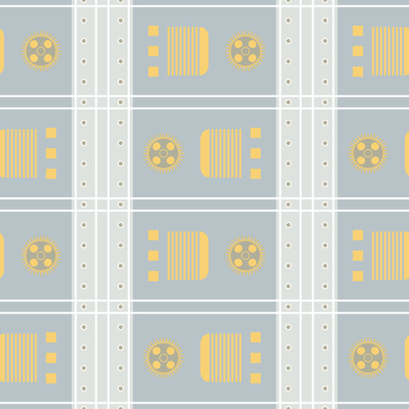 Geometric steampunk pattern with abstract mechanic shapesのイラスト素材