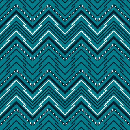 Seamless geometric blue and white pattern with complex zigzag. Abstract vector ornament of solid,...