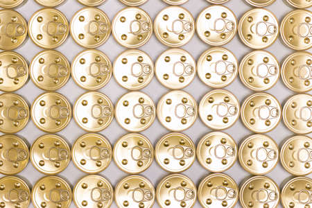 Tin cans. Top view, flat lay. Canned food production minimal concept
