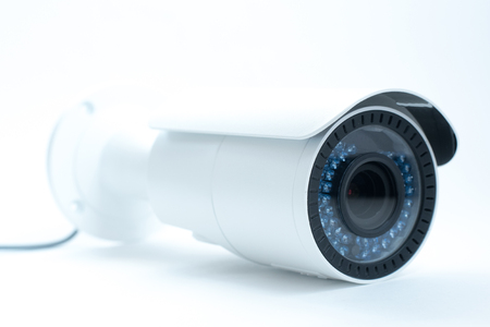 CCTV camera isolated on white background, with clipping paths